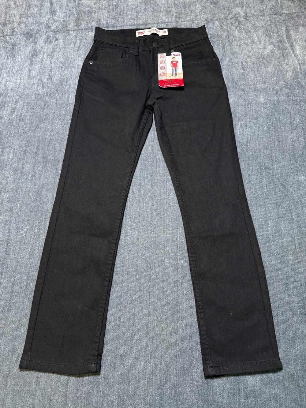 NWT Levi's 511 Slim Fit Performance Jeans Boys 10 Black Denim Stretch Straight